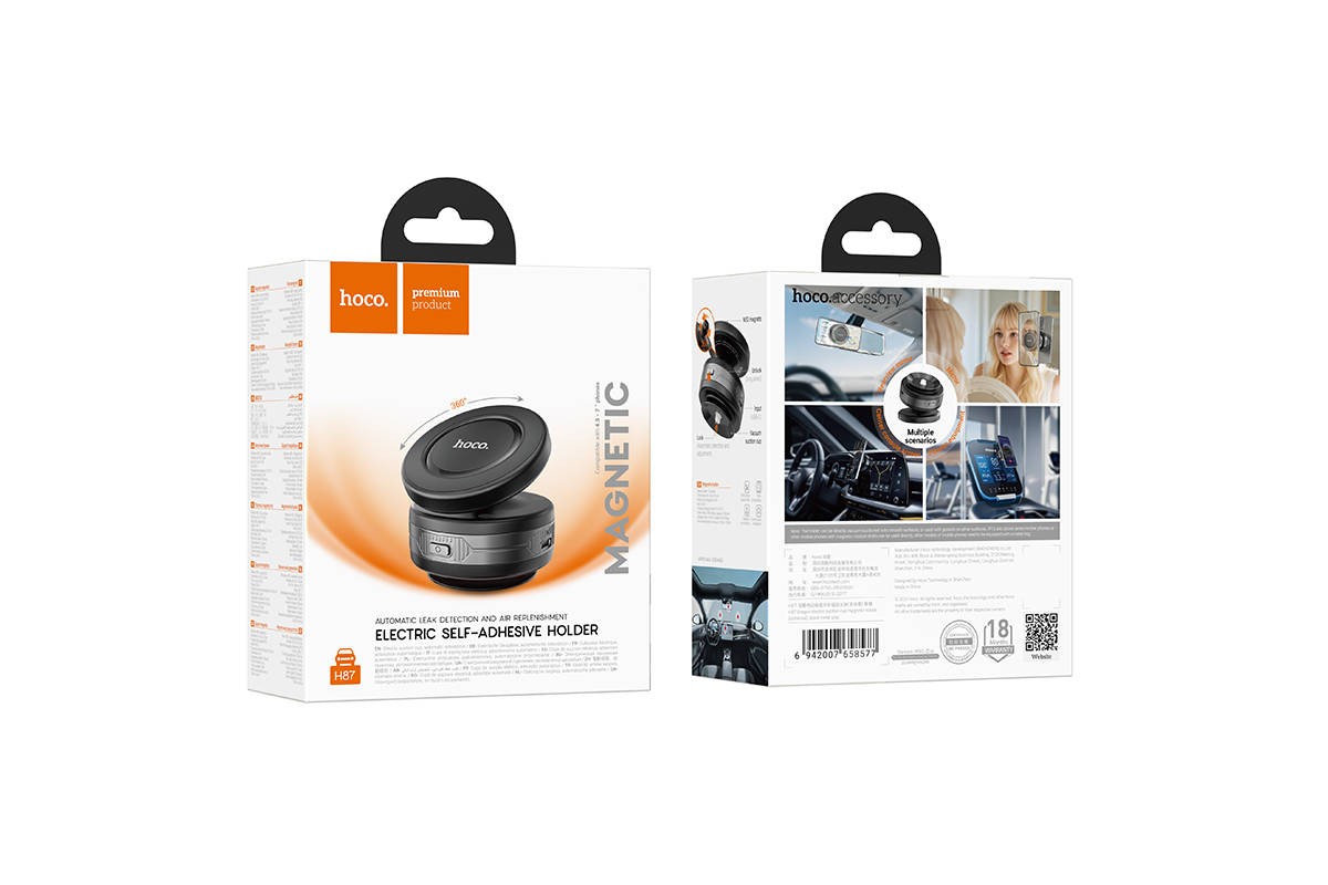 Держатель автомобильный для телефона HOCO H87 Dragon электрический магнитный на присоске черный
