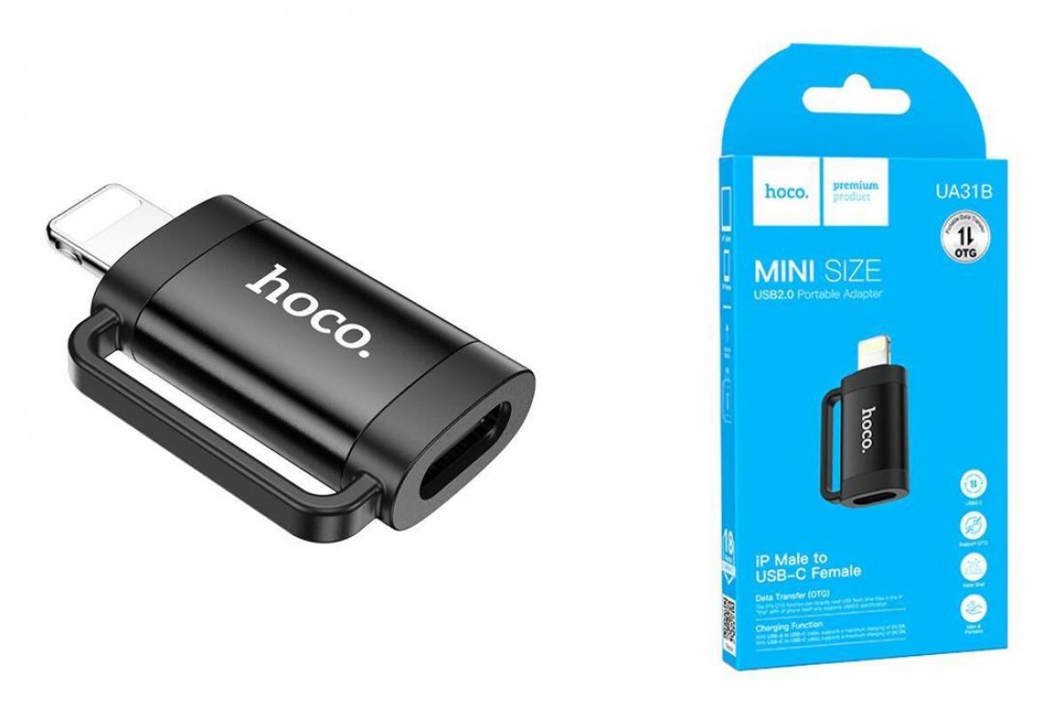 Переходник OTG HOCO UA31B (штекер Lightning - гнездо USB-C)
