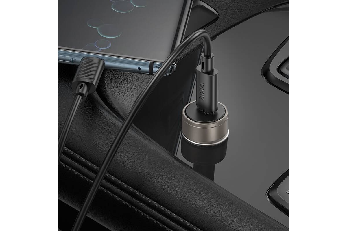 Автомобильное зарядное устройство АЗУ USB-С + кабель Type-C HOCO Z57 PD30W (серый)
