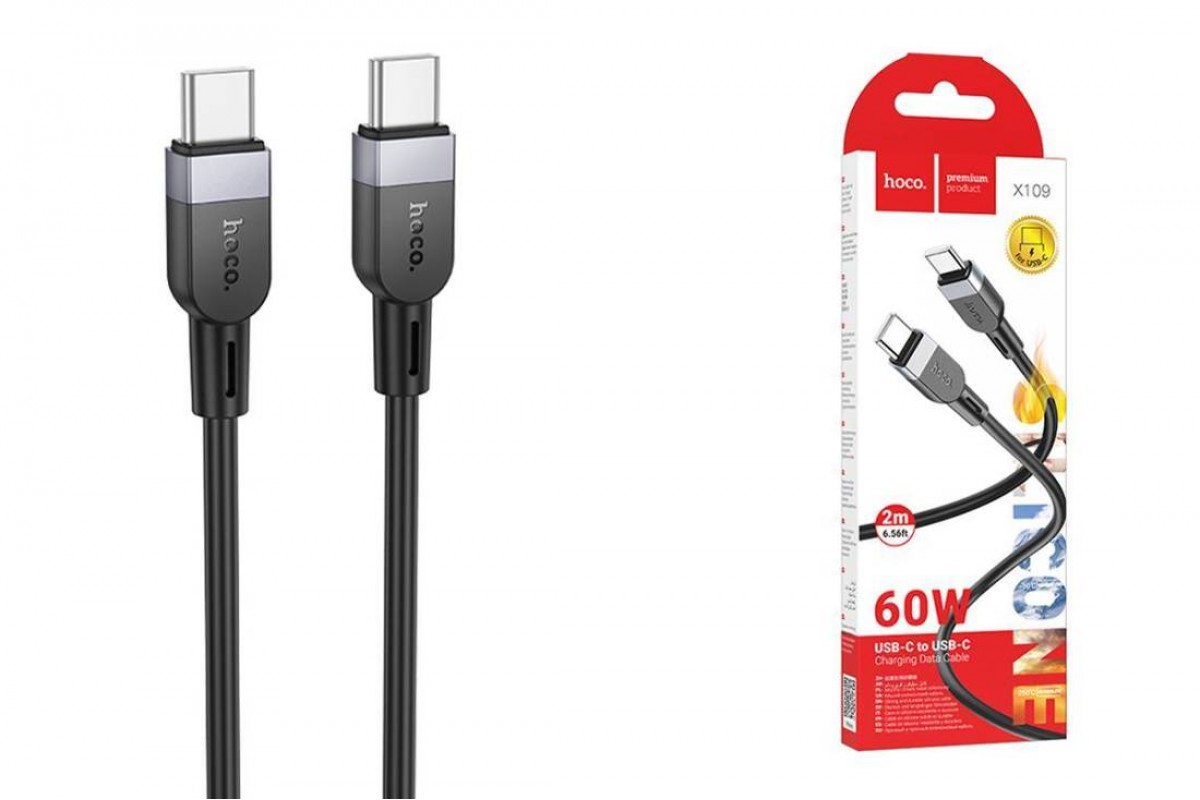 Кабель USB Type-C - USB Type-C HOCO X109 PD60W (черный) 2м силиконовый