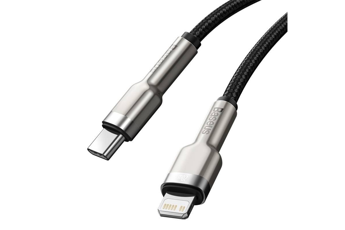 Кабель USB Type-C - Lightning BASEUS Cafule Series Metal 20W (черный) 0.25м