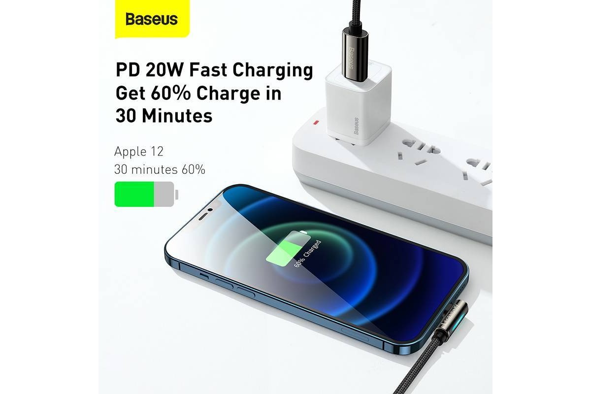 Кабель USB Type-C - Lightning BASEUS Legend Series Elbow 20W (черный) 1м Кабель USB Type-C - Lightning BASEUS Legend Series Elbow 20W (черный) 1м