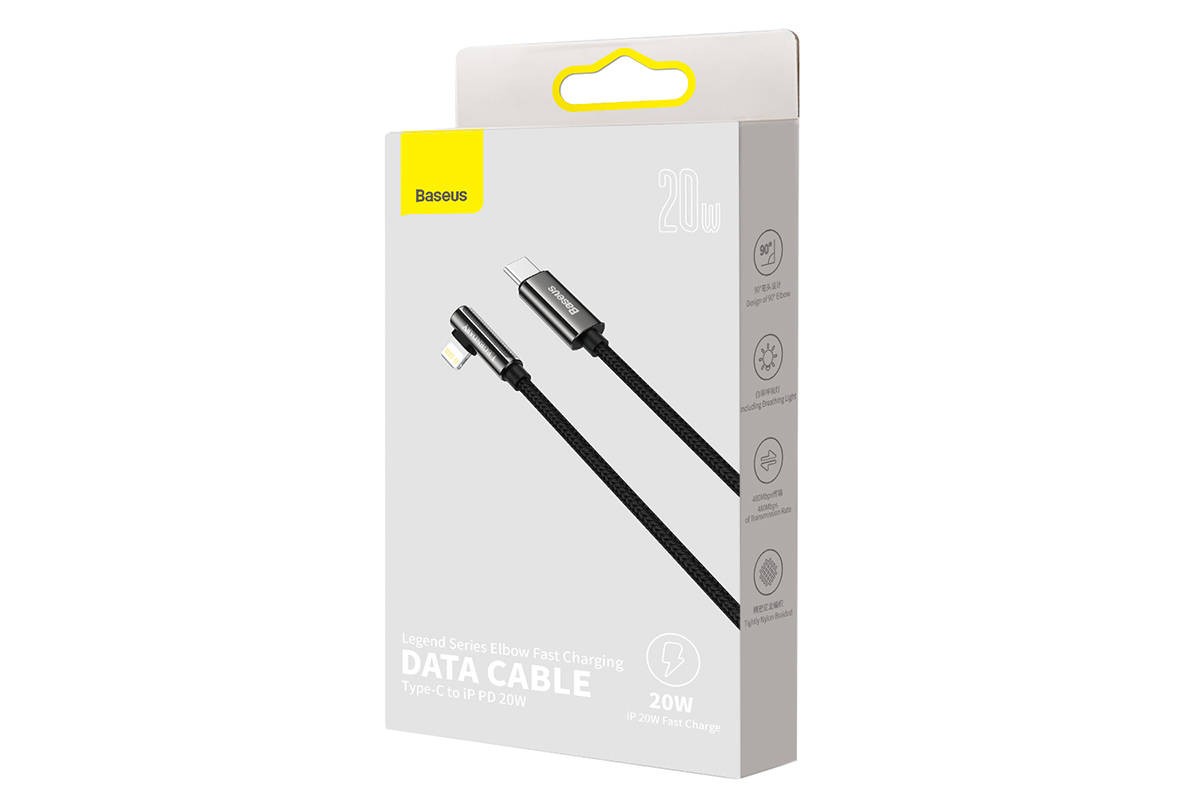 Кабель USB Type-C - Lightning BASEUS Legend Series Elbow 20W (черный) 1м Кабель USB Type-C - Lightning BASEUS Legend Series Elbow 20W (черный) 1м