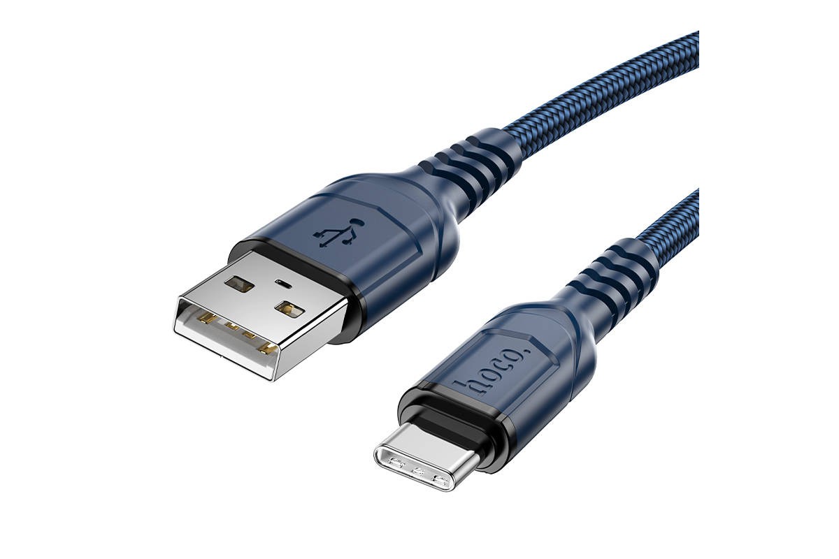 Кабель USB - USB Type-C HOCO X59, 2A (черный) 2м (в оплетке, с усилением сгиба)