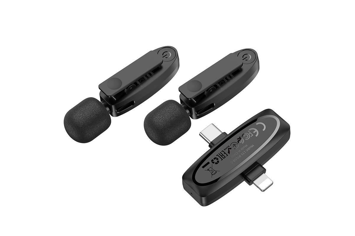 Микрофон беспроводной HOCO L15 цифровой (iP/Type-C) (черный)
