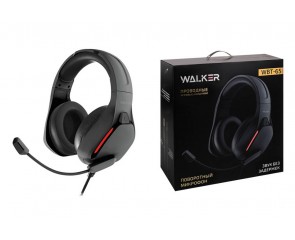 Наушники мониторные проводные WALKER  WBT-65, проводные, полноразмерные, поворотный микрофон, с подcветкой, черные