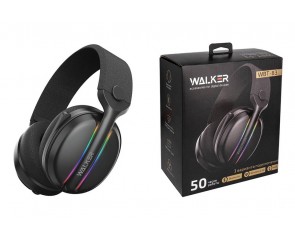 Наушники мониторные беспроводные WALKER  WBT-83, Bluetooth, 3в1 (AUX, 2,4 ГГц), микрофон, подсветка, полноразм, черные