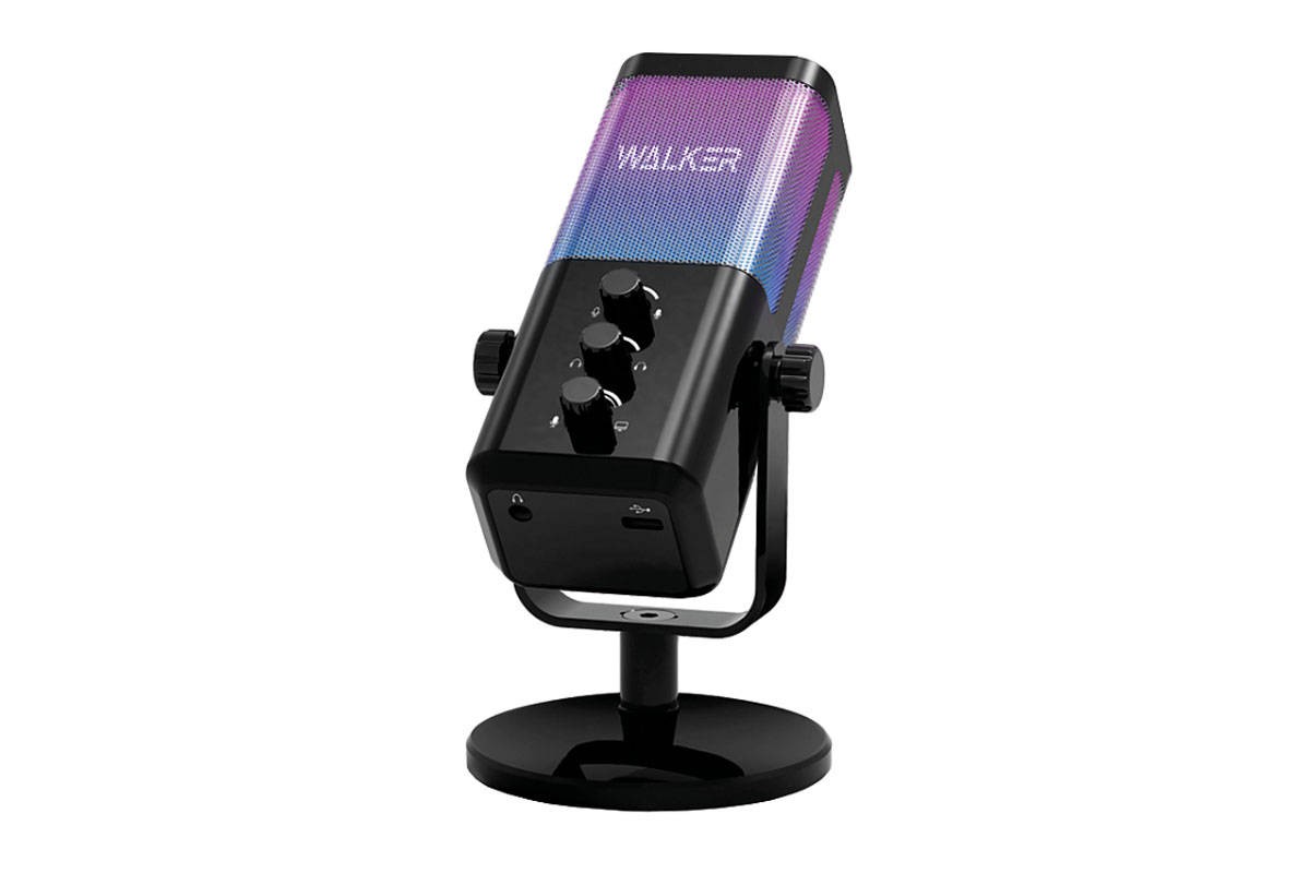 Микрофон для компьютера WALKER WCM-60, игровой, шумоподавление, рег. громкости и подсветки, черный Микрофон для компьютера WALKER WCM-60, игровой, шумоподавление, рег. громкости и подсветки, черный