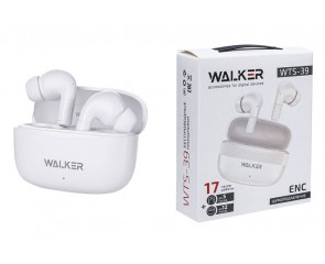 Наушники вакуумные беспроводные WALKER WTS-39, шумопод. ENC, независ. работа наушников, белые Наушники вакуумные беспроводные WALKER WTS-39, шумопод. ENC, независ. работа наушников, белые