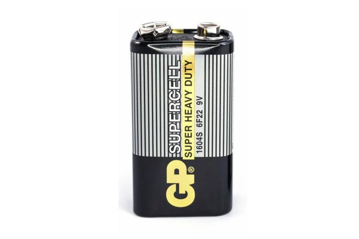 Батарея солевая GP 6F22 крона/1SH Supercell спайка (цена за 1 шт)