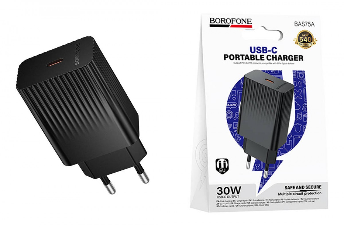 Сетевое зарядное устройство USB-C BOROFONE BAS75A Source PD30W зарядное устройство (EU) черный