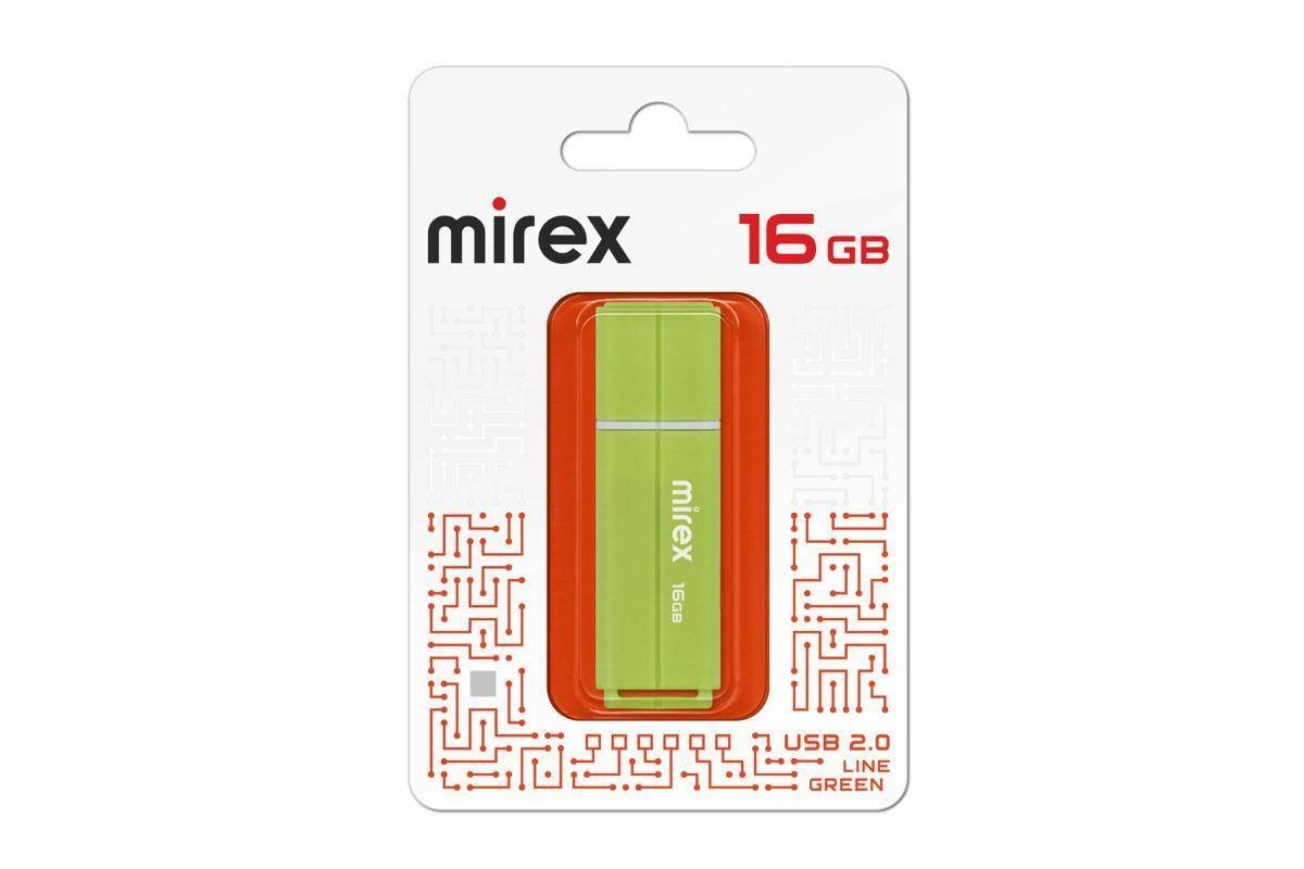 Флешка USB 2.0 Mirex LINE GREEN 16GB (ecopack)