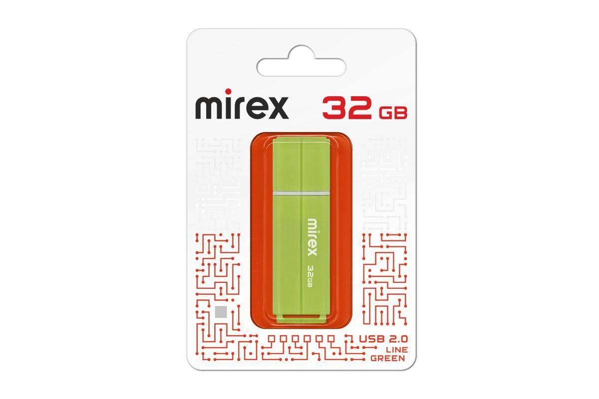 Флешка USB 2.0 Mirex LINE GREEN 32GB (ecopack)