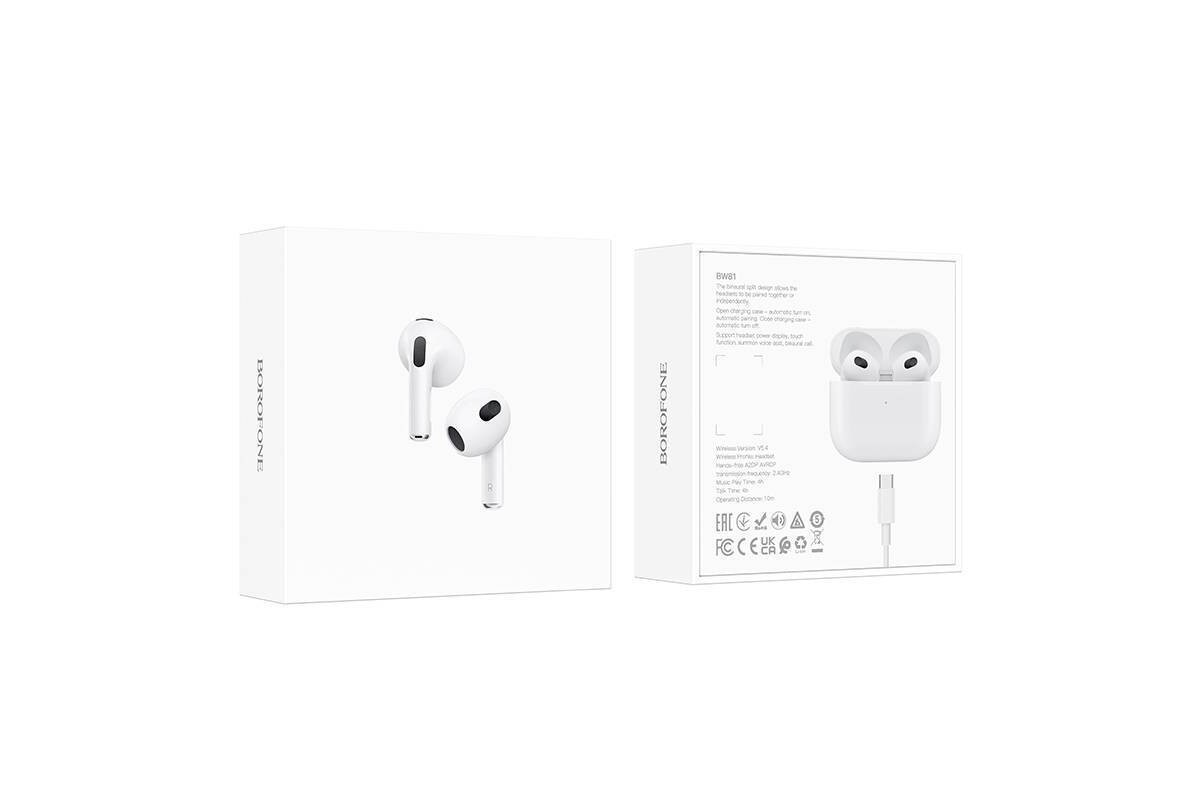 Наушники вакуумные беспроводные BOROFONE BW81 True wireless stereo headset (белый)