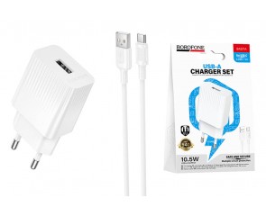 Сетевое зарядное устройство USB + кабель Type-C BOROFONE BAS71A Source 2100 mAh белый