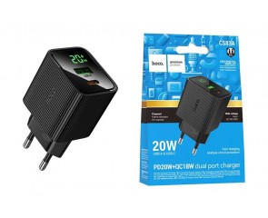 Сетевое зарядное устройство HOCO CS83A Excellent PD20W+QC3.0 с цифровым дисплеем (черный)
