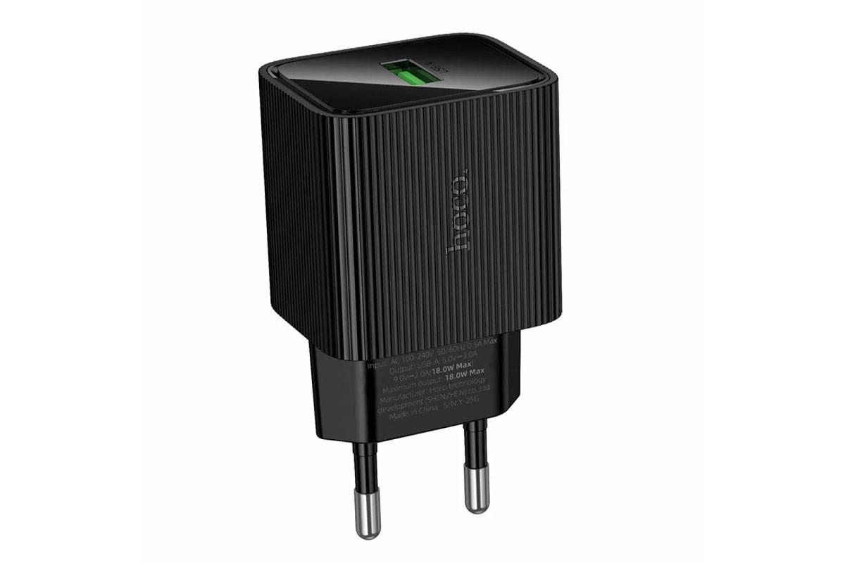 Сетевое зарядное устройство HOCO CS81A Excellent single port QC3.0 с цифровым дисплеем (черный)