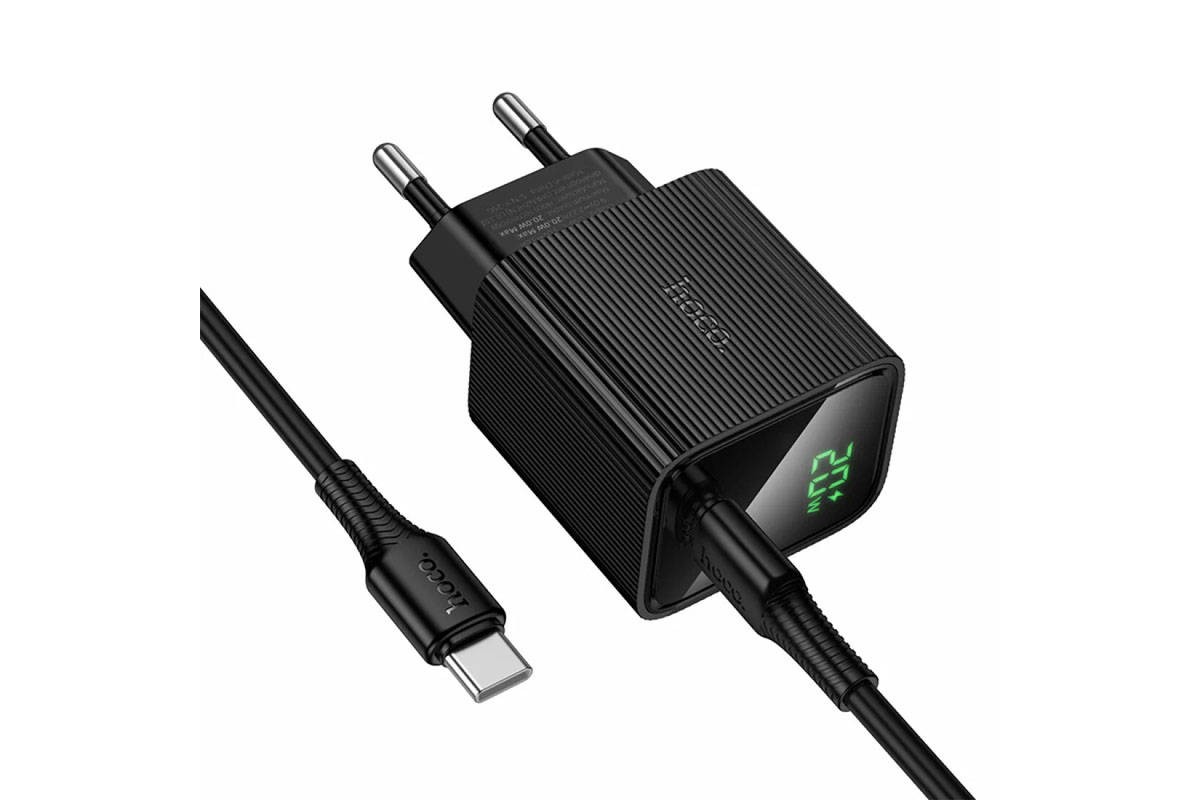 Сетевое зарядное устройство USB-C HOCO CS82A Excellent single port PD20W charger with digital display set (черное)