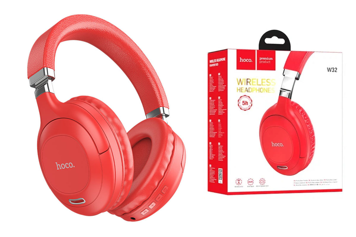 Беспроводные внешние наушники HOCO W32 Sound magic BT wireless headphones красный