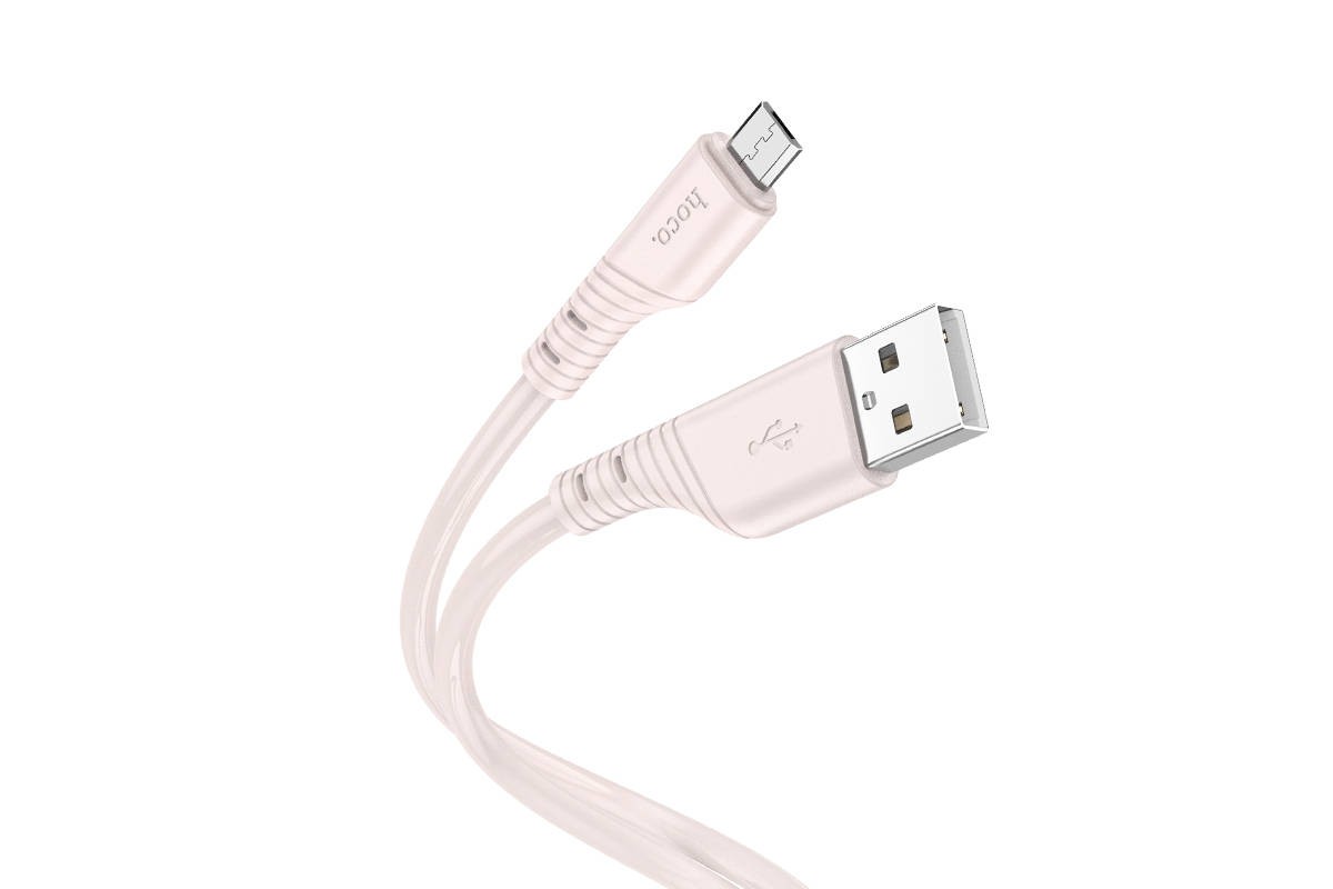 Кабель USB - MicroUSB HOCO X97 (светло-розовый) 1м силиконовый