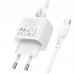 Сетевое зарядное устройство USB + кабель Type-C BOROFONE BAS42A Potential  QC3.0  (Type-C) (белый)