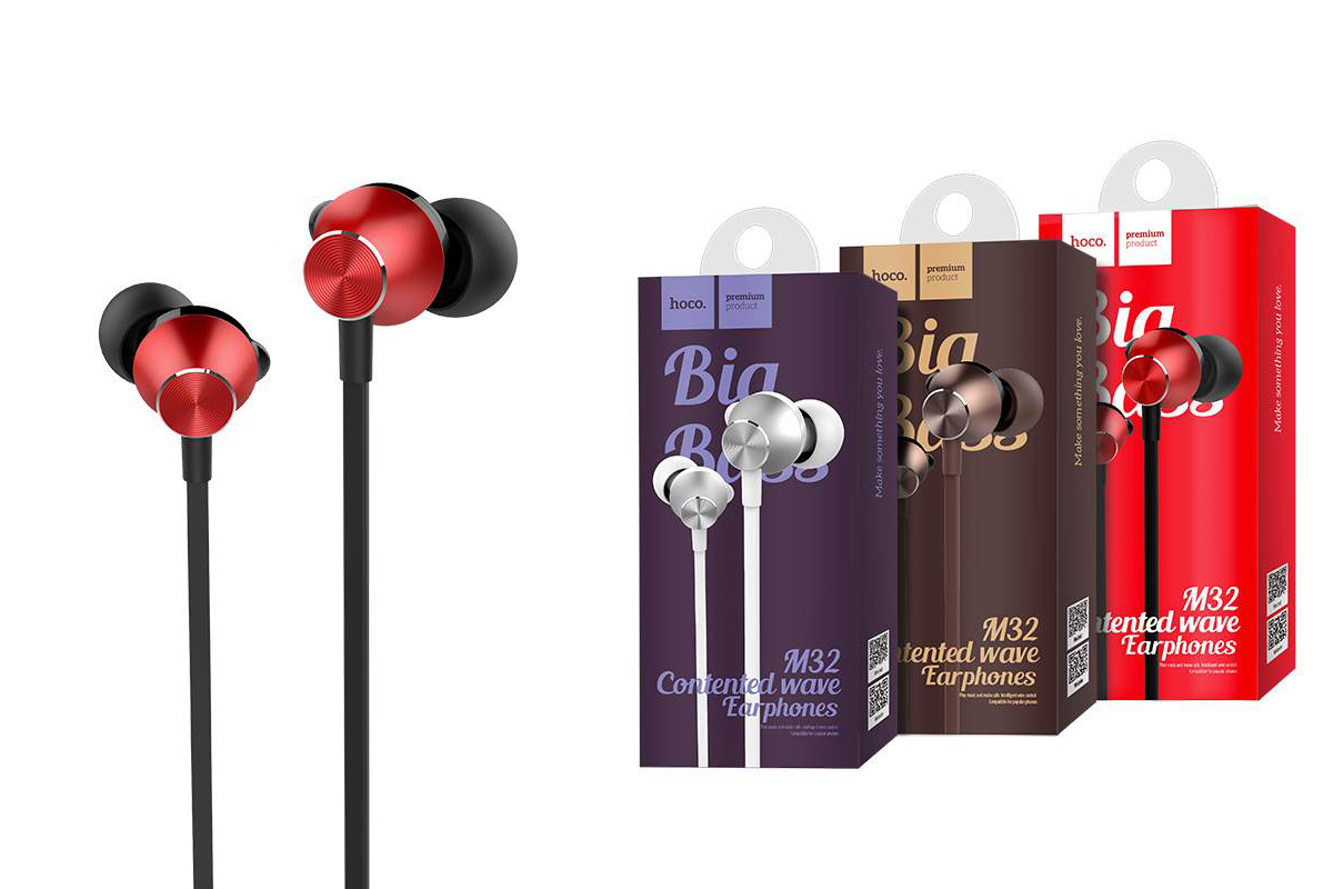 Наушники HOCO M32 Contented wave universal earphones with microphone 3.5м красный