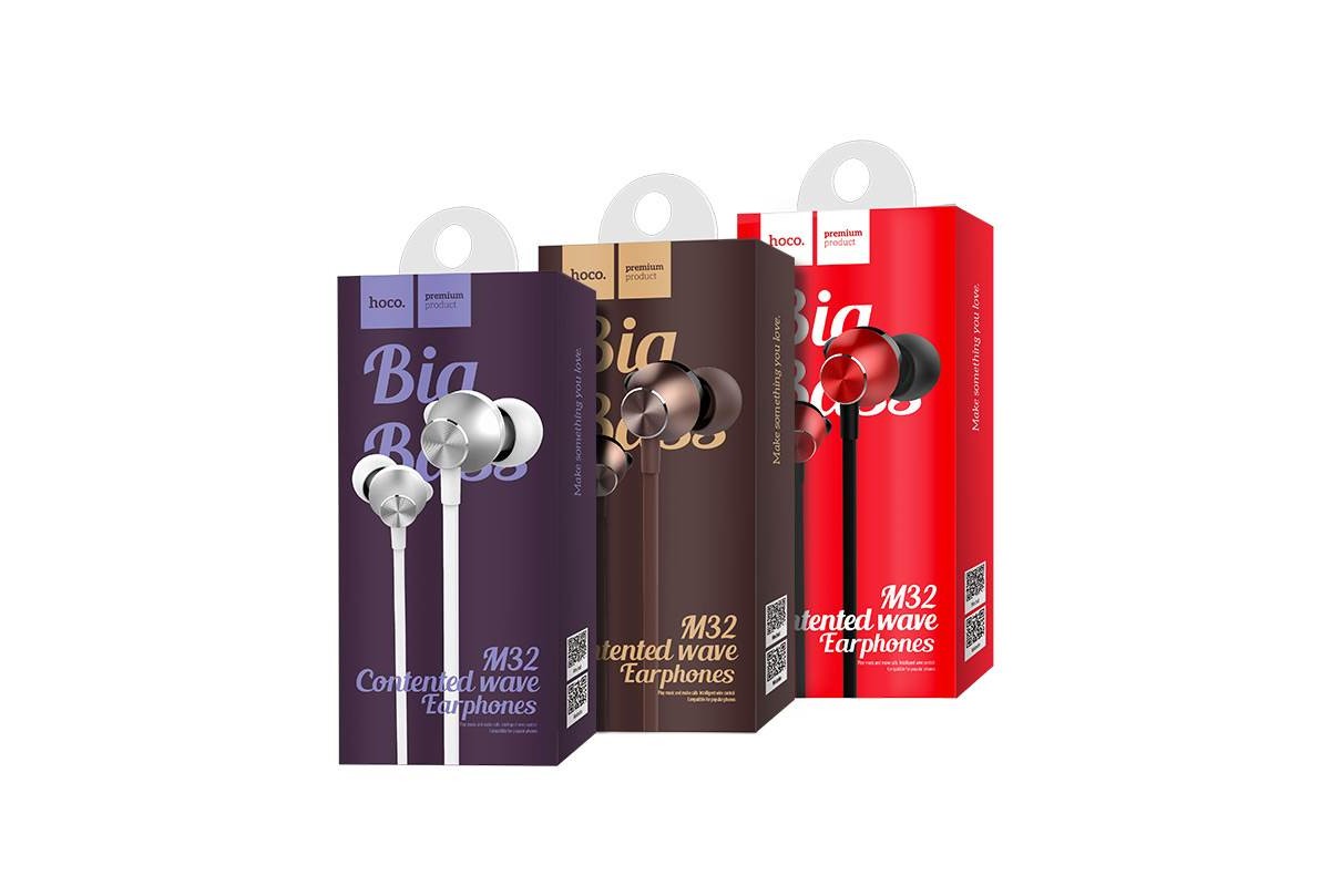 Наушники HOCO M32 Contented wave universal earphones with microphone 3.5м красный