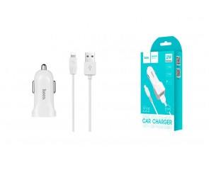 Автомобильное зарядное устройство АЗУ USB + кабель Lightning HOCO Z23 grand style 2100mAh (белый)