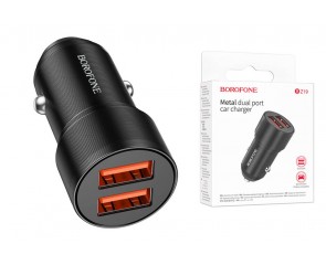 Автомобильное зарядное устройство АЗУ 2USB BOROFONE BZ19 Wisdom 2400 mAh (черный)