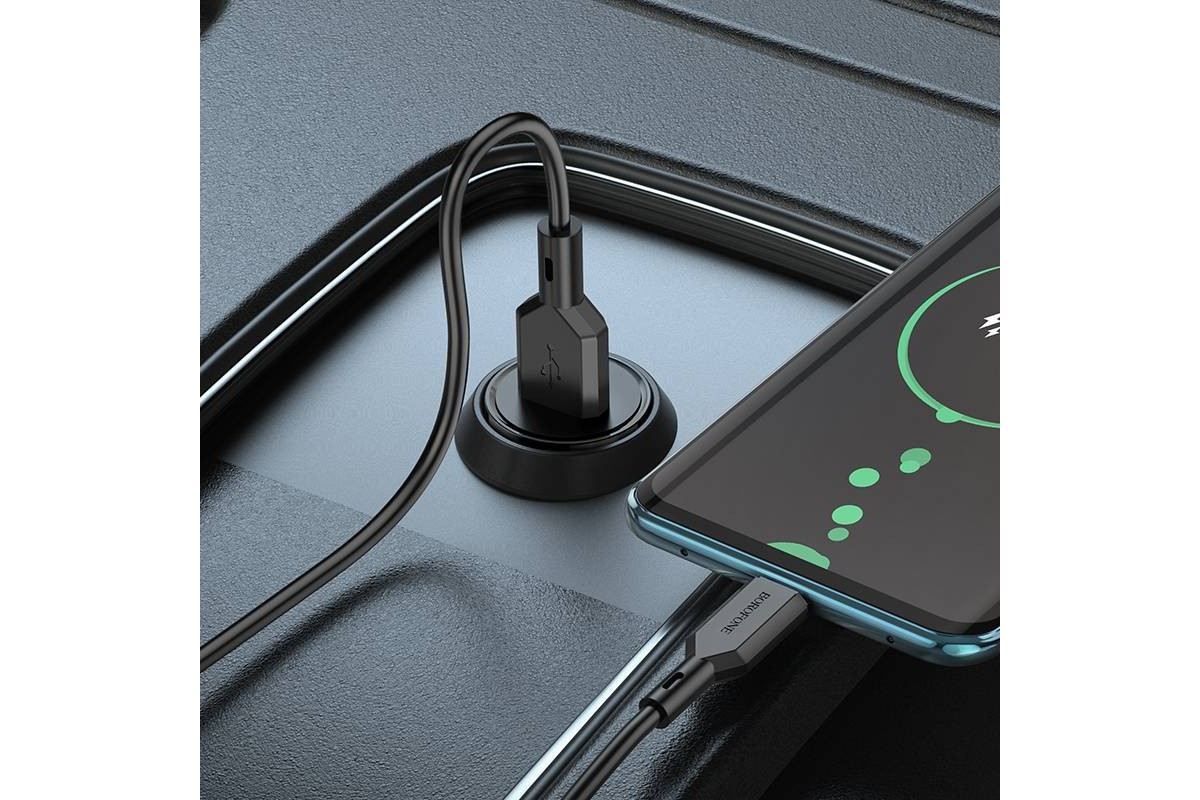 Автомобильное зарядное устройство АЗУ USB BOROFONE BZ18 power single port QC3.0 (черный)