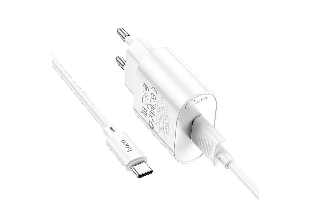 Сетевое зарядное устройство USB + кабель Type-C HOCO C109A Fighter (10.5W)  белый