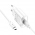 Сетевое зарядное устройство USB + кабель Type-C HOCO C109A Fighter (10.5W)  белый