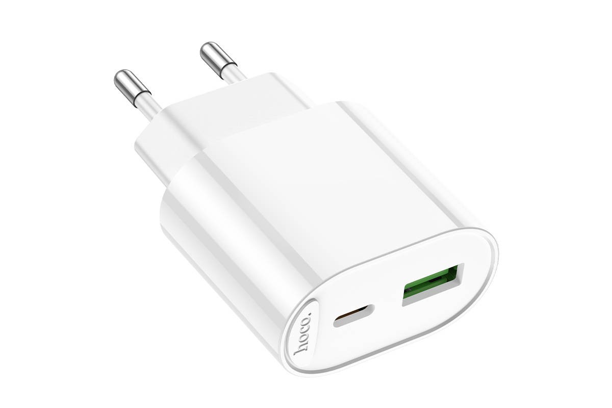 Сетевое зарядное устройство USB + USB-C HOCO C109A (PD20W+QC3.0) Fighter PD20W+QC3.0 (белый) Сетевое зарядное устройство USB + USB-C HOCO C109A (PD20W+QC3.0) Fighter PD20W+QC3.0 (белый)