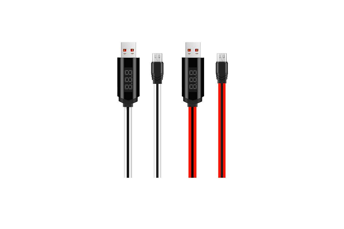 Кабель USB micro USB HOCO U29 LED displayed timing micro charging cable (красный) 1 метр