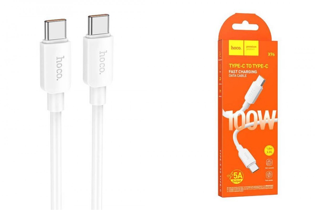 Кабель USB Type-C - USB Type-C HOCO X96 PD100W (белый) 1м