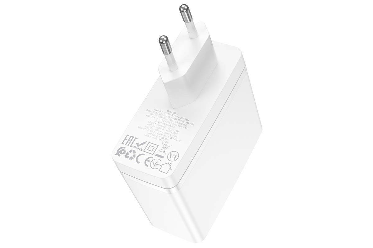 Сетевое зарядное устройство 2USB-C + USB  BOROFONE BN11 PD100W (белый)