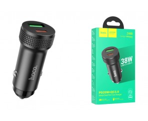 Автомобильное зарядное устройство АЗУ USB + USB-C HOCO Z49B PD38W+QC3.0 (черный)