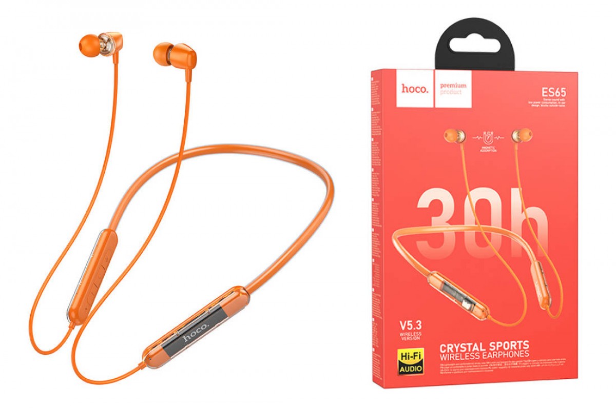 Наушники вакуумные беспроводные HOCO ES65 Dream sports BT earphones headset Bluetooth (оранжевый)