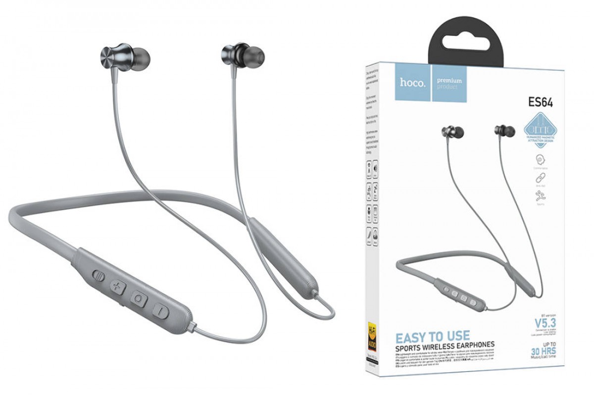 Наушники вакуумные беспроводные HOCO ES64 Easy Sound sports BT earphones headset Bluetooth (серый)