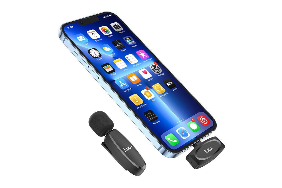 Микрофон беспроводной HOCO L15 Crystal lavalier  wireless microphone digital Lightning черный