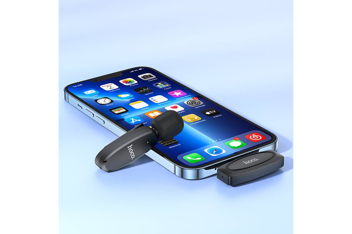 Микрофон беспроводной HOCO L15 Crystal lavalier  wireless microphone digital Lightning черный