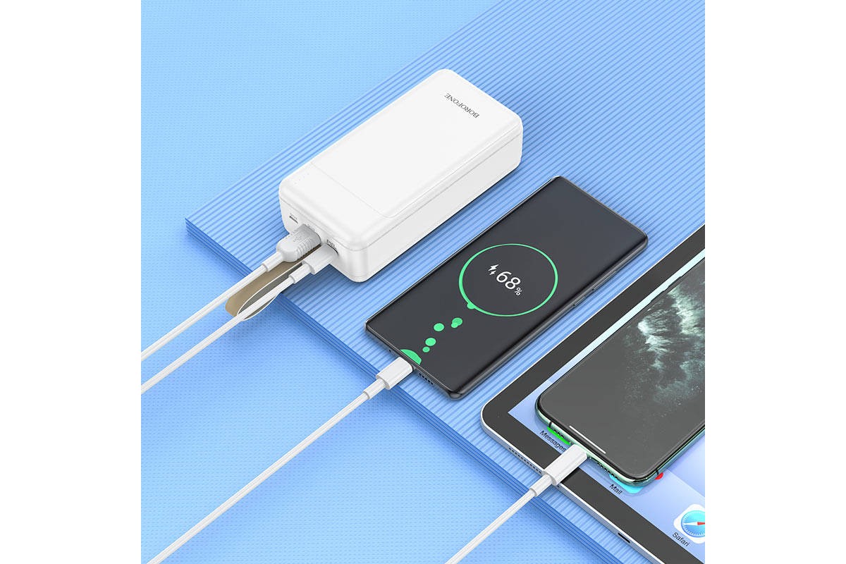 Универсальный дополнительный аккумулятор Power Bank BOROFONE BJ19B Incredible PD20W + QC3.0 (30000 mAh) белый