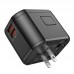 Сетевой адаптер-переходник Hoco AC15 Walker three-port PD20W(1C2A) универсальный зарядный конвертер (EU) Black (черный)