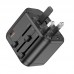 Сетевой адаптер-переходник Hoco AC15 Walker three-port PD20W(1C2A) универсальный зарядный конвертер (EU) Black (черный)
