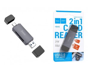 Картридер HOCO HB45 Spirit 2-in-1 USB/Type-C 3.0 серый