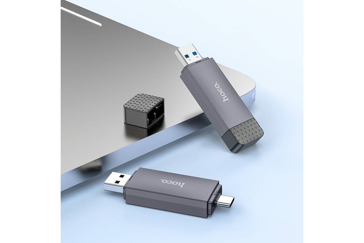 Картридер HOCO HB45 Spirit 2-in-1 USB/Type-C 3.0 серый