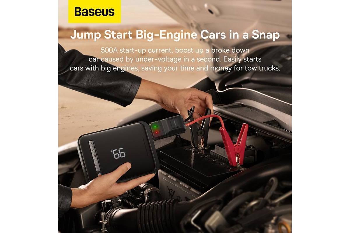 Стартер BASEUS Super Energy 2in1 Car Jump (1000A), 2.4A, 8000 мАч, черный Стартер BASEUS Super Energy 2in1 Car Jump (1000A), 2.4A, 8000 мАч, черный