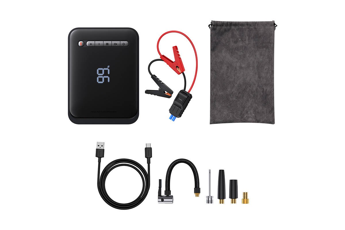 Стартер BASEUS Super Energy 2in1 Car Jump (1000A), 2.4A, 8000 мАч, черный Стартер BASEUS Super Energy 2in1 Car Jump (1000A), 2.4A, 8000 мАч, черный