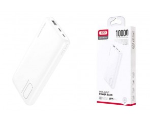 Универсальный дополнительный аккумулятор Power Bank XO PR182, 10000 mAh, 2,1A вх/вых, дисплей, белый