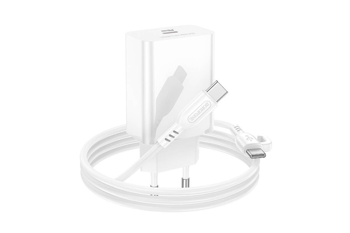 Сетевое зарядное устройство USB-C + кабель Type-C BOROFONE BA21A PD20W (белый)